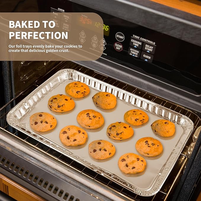 24 Pack 16 x 11 inch Aluminum Disposable Cookie Sheets for Baking and Roasting Disposable Aluminum Foil Grilling Pans for Brownie Tins,Cooking Thin, Cakes