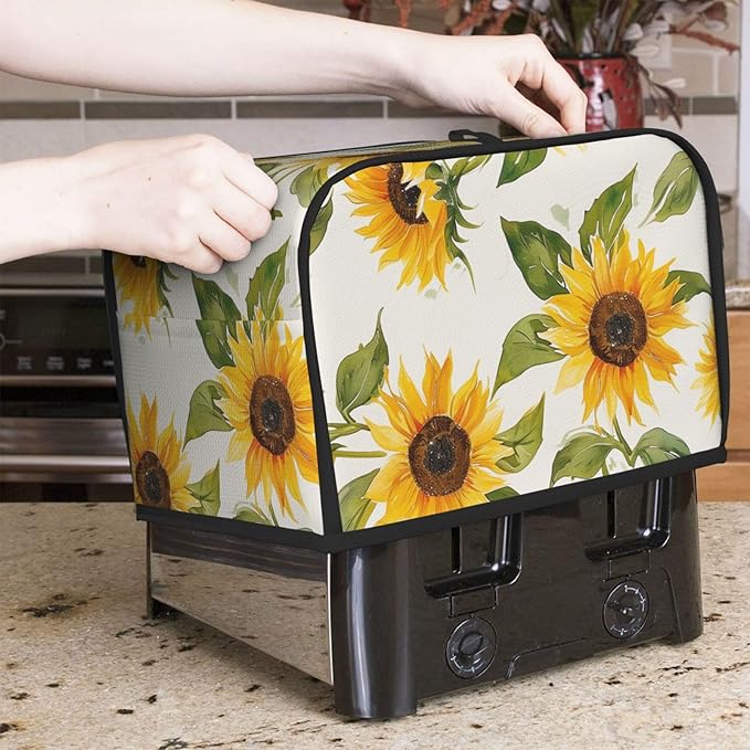 Sunflowers Toaster Cover 2 Slice, Dust-Proof, Polyester, Water Resistant