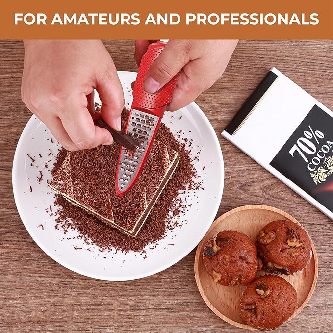 Pisol Lemon Citrus Orange Zester and Grater Tool, Cheese Grater & Vegetable Grater for Lime, Garlic, Ginger, Chocolate, Fruits, Dishwasher Safe, Red