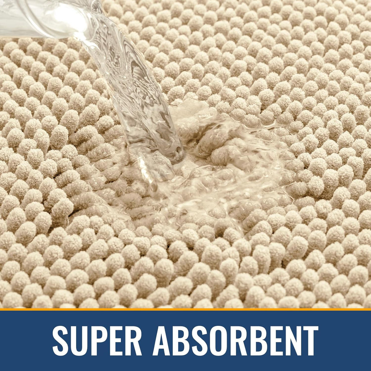 Arotive Bathroom Rugs 36x24, Extra Soft Absorbent Shaggy Chenille Bath Rugs, Machine Washable Rubber Backing Non-Slip Bath Mats for Bathroom Floor Tub and Shower, Home Decor Accessories, Beige
