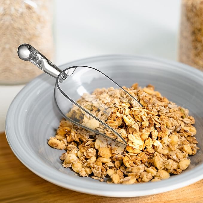 Amazing Abby - Elsa - 5-Ounce Plastic Ice Scoops (Set of 4), Plastic Utility Scoops, BPA-Free, Food-Grade, Shatter-Proof, Good for Kitchen and Restaurant, Perfect for Home and Commercial Use