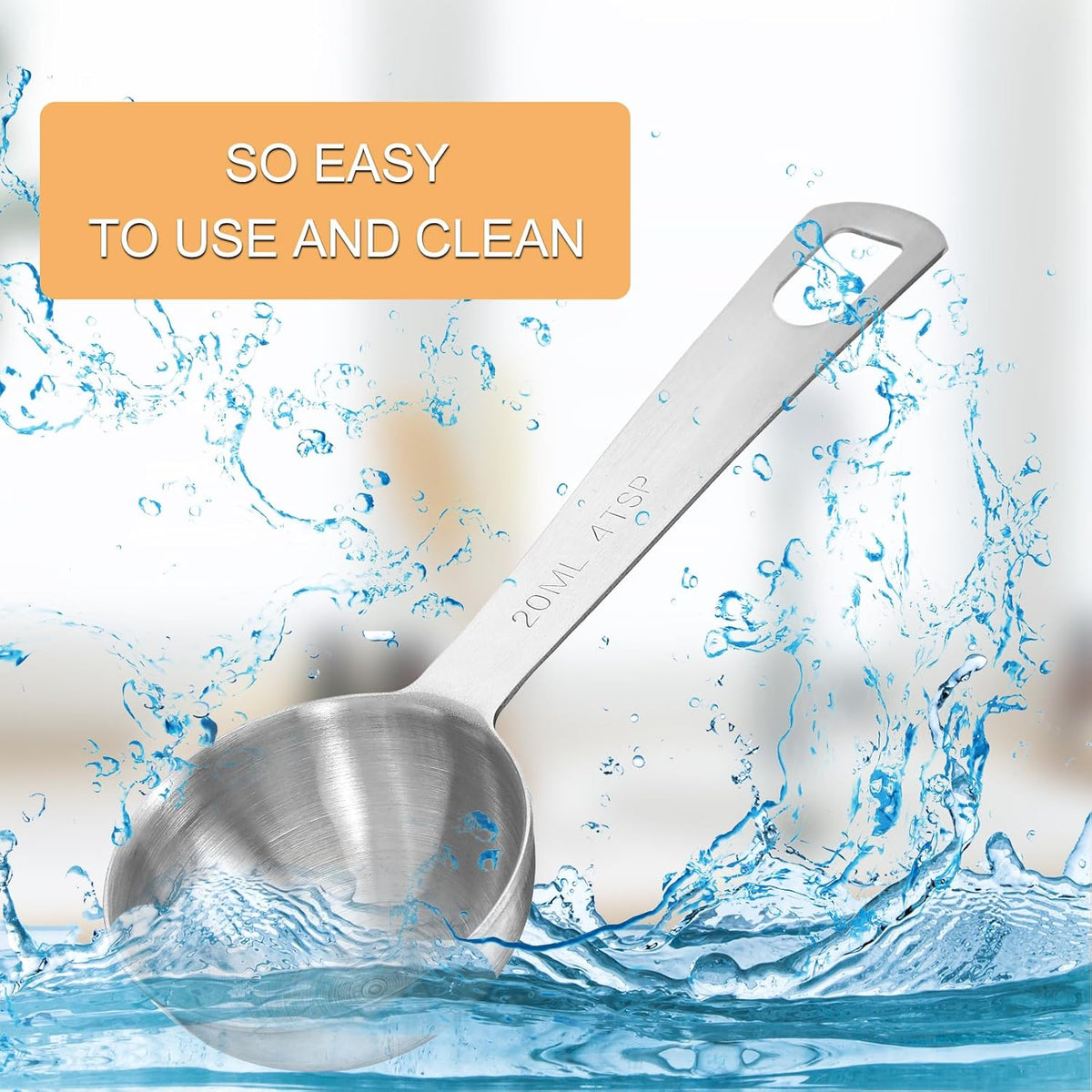 2 Pcs 4/3 Tbsp (4 tsp | 20 ml | 20 cc) Measuring Spoons Tablespoon Measuring Spoon Stainless Steel Measurings Spoon for Kitchen Cooking Spoons(Silver)