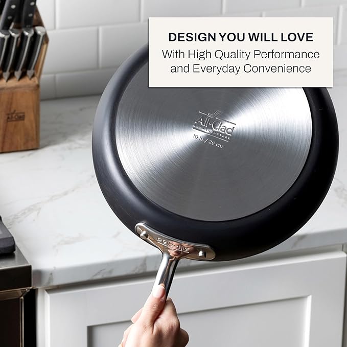 All-Clad HA1 Hard Anodized Nonstick Pots and Pans Set Non Stick Cookware Sets, Oven Broiler Safe 500F, Black