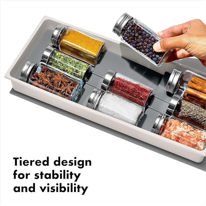 OXO Good Grips Kitchen Compact Spice Drawer Organizer, White - Pack of 2