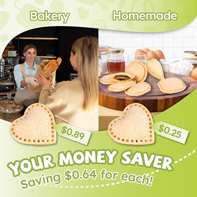 LEPCY Uncrustables Sandwich Maker Sealer Cutter, Crustless Sandwich Cutter, PB&J Uncrustable Maker - Color Grey, Heart Shape