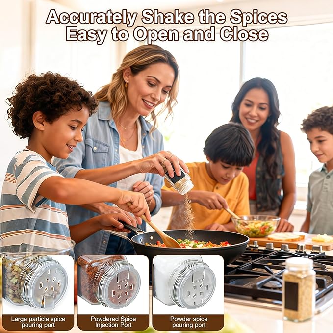 36Pcs Spice Jars Containers with Labels，4oz Black Seasoning Bottles with Shaker Lids for Rack, Cabinet, Drawer,Empty Square Condiment Pots (36, Black)