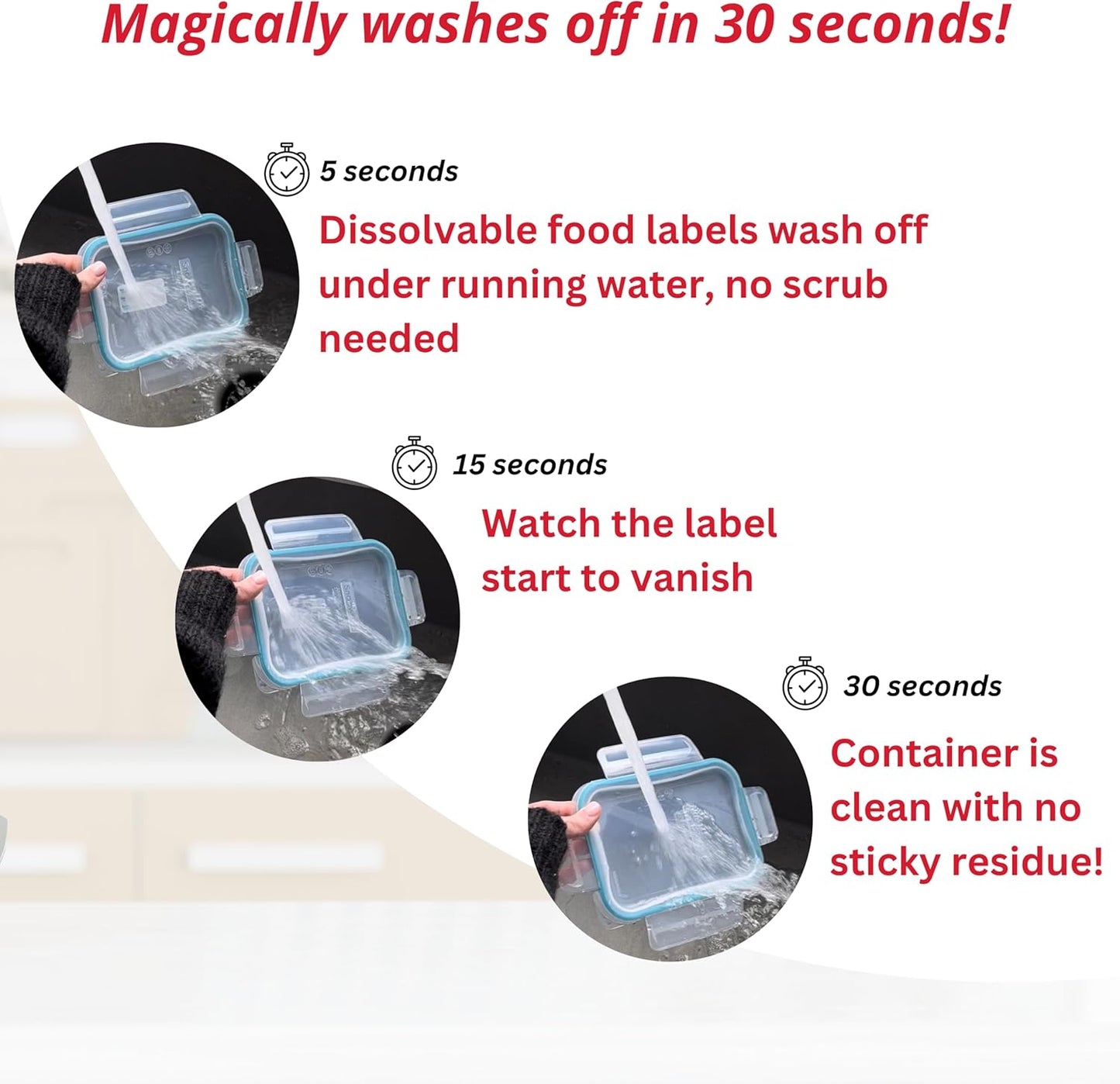 2x1 Dissolvable Food Labels, 1000 Label Stickers, Bottle Labels for Storage Bins, Sticker Labels for Food containers, (1000, Blank)
