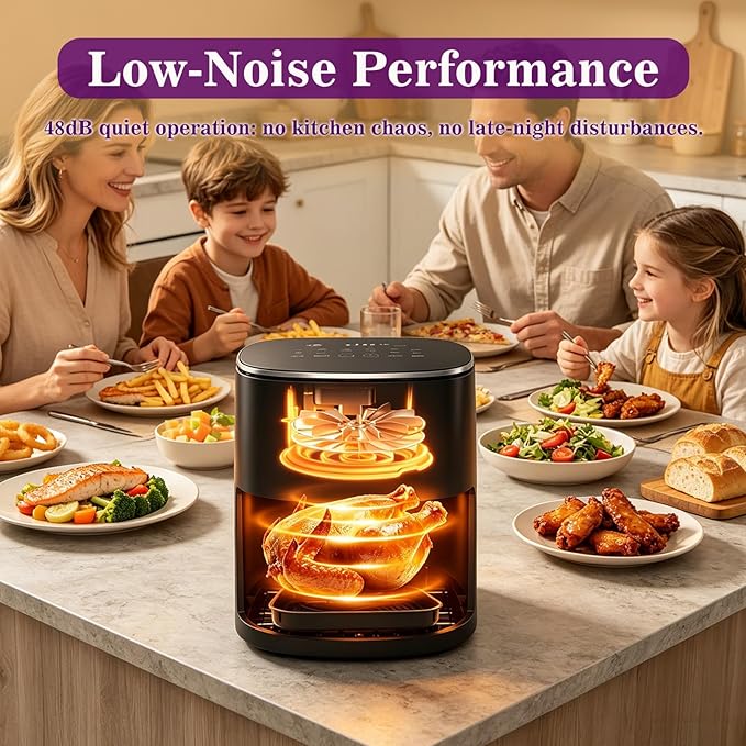 6Qt Air Fryer with Viewing Window, 12 Preset, Large Capacity, 400℉ Max Crisp, 1700W Quick Even Easy Meals, Nonstick Dishwasher Safe Basket, Bake Roast Dehydrate Reheat