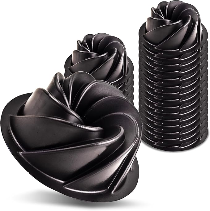 O'Creme Bakeable Plastic Mini Swirl Cake Pan, Baking Pan With Non-Stick Silicone, Reusable nonstick baking molds, Durable, Lightweight, Easy Storage for Baking and Much More - 25 QTY Pack