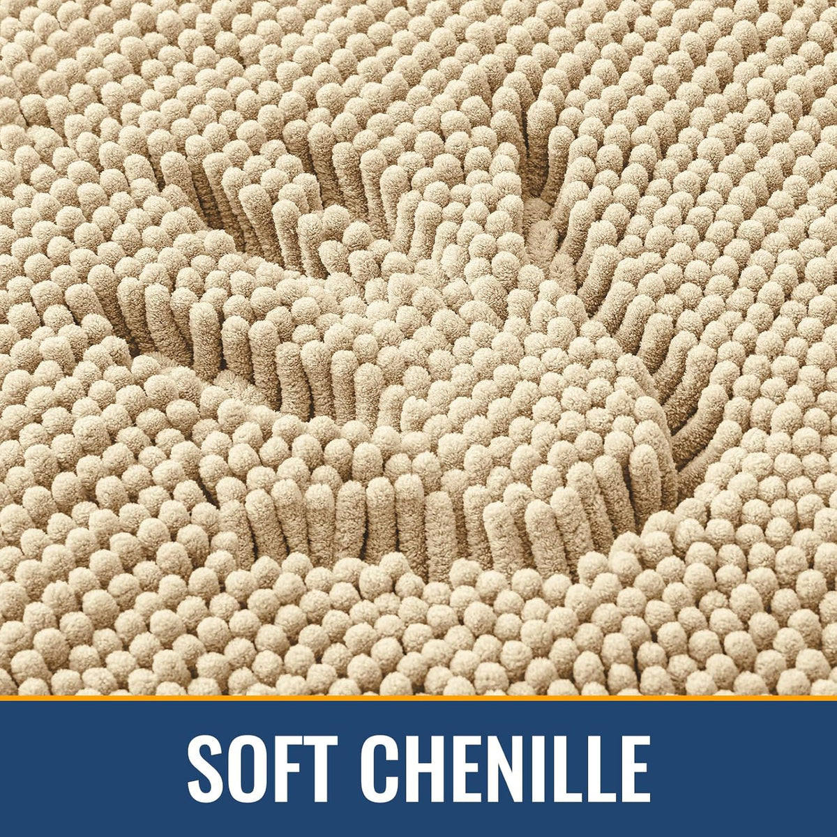 Arotive Bathroom Rugs 47x32, Extra Soft Absorbent Shaggy Chenille Bath Rugs, Machine Washable Rubber Backing Non-Slip Bath Mats for Bathroom Floor Tub and Shower, Home Decor Accessories, Beige