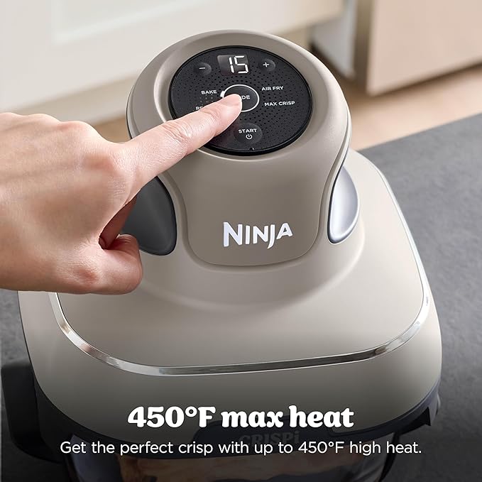 Ninja Crispi 4-in-1 Glass Air Fryer | 450°F | Non-Toxic | 4QT & 6-Cup Glass Containers w/Lids | Microwave, Freezer, Dishwasher Safe | Max Crisp, Air Fry, Bake, Recrisp | Stone | FN101ST