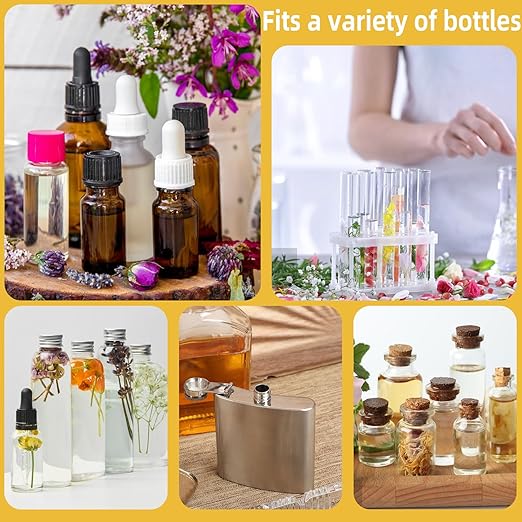 8 Pcs Small Metal Funnel,Mini Funnel for Essential Oil with 2 Pack Mini Pipette,Suitable for Filling Small Mini Bottles,Flask,Laboratory Bottles Powders Essential Oils Perfume(Silver and Gold)