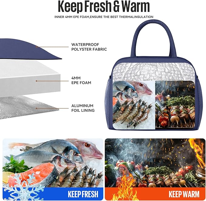 douyadady Lunch Bag Women/Men Lunch Box Women/Men (Dark blue)