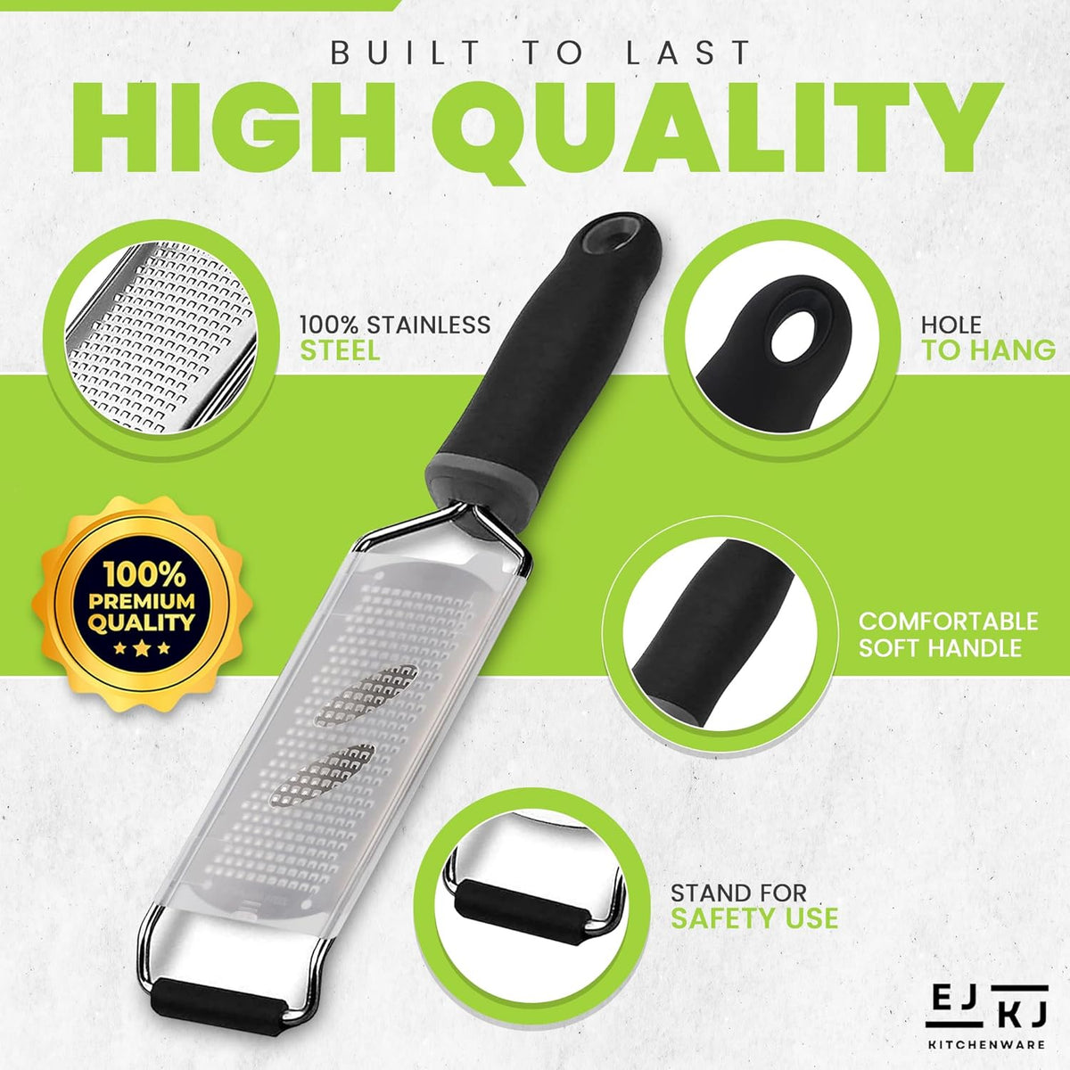 Stainless Steel Ultra Fine Cheese Grater Great for Hard Cheeses, Chocolate, Nutmeg, and Lemon Zest - EJKJ Kitchenware