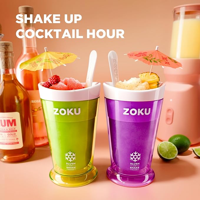 ZOKU Original Slush and Shake Maker, Compact Make and Serve Cup with Freezer Core Creates Single-Serving Smoothies, Slushies and Milkshakes in Minutes, BPA-free, Green