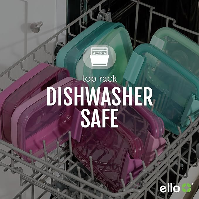 Ello 2-Pack Lunch Stack Plastic Food Storage Container Bento Box with Airtight, Leak-Proof Locking Plastic Lids and Silicone Base, BPA-Free, Freezer, Microwave, and Dishwasher Safe, Blueberry