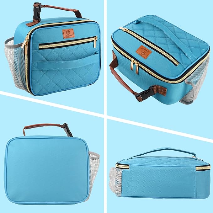 Genteen Lunch Box for Men Women Adults Kids - Insulated LunchBox Reusable, Zip Closure & Buckle Handle, Portable Cooler for Work, School, Travel (Light Green)