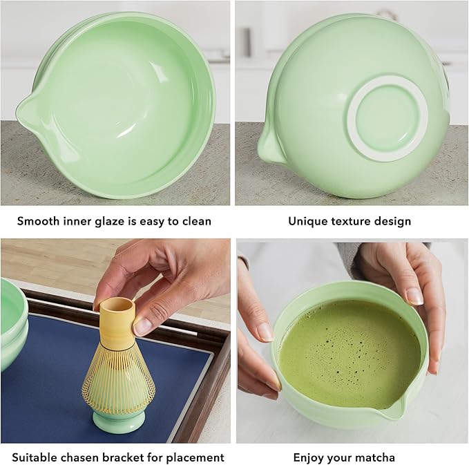 7 Pcs Matcha Whisk Set, Perfect Matcha Kit for Matcha Lovers Includes Ceramic Bowl, Bamboo Whisk, Holder, Scoop, Sifter & Cloth