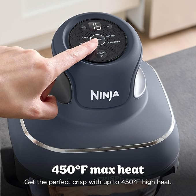 Ninja Crispi 4-in-1 Glass Air Fryer | 450°F | Non-Toxic | 4QT & 6-Cup Glass Containers w/Lids | Microwave, Freezer, Dishwasher Safe | Max Crisp, Air Fry, Bake, Recrisp | Cyberspace Gray, FN101GY