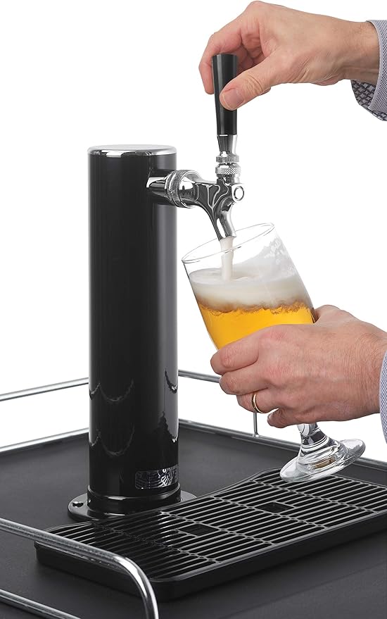 Danby DKC054A1BSLDB 5.4 Cu.Ft. Kegerator, Auto Defrost and Mechanical Thermostat, Keg Cooler with Scratch-Resistant Worktop and Reversible Door Hinge, Single Tap, Steel