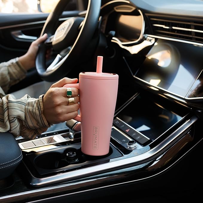 BrüMate Era 20 oz Tumbler with Handle and Straw | 100% Leakproof Insulated Tumbler with Lid and Straw | Made of Stainless Steel | Cup Holder Friendly Base | 20oz (Lavender)