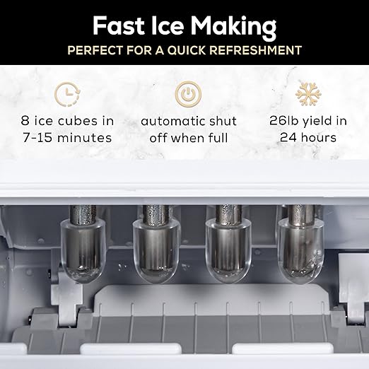 Igloo Automatic Self-Cleaning Portable Electric Countertop Ice Maker Machine with Handle, 26 Pounds in 24 Hours, 9 Ice Cubes Ready in 7 Minutes, with Ice Scoop and Basket