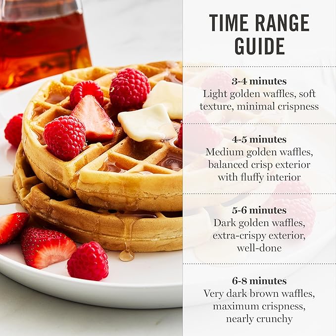 Martha Stewart Rotating Waffle Maker, 180° Flip Iron with PFAS-Free Nonstick Plates, Adjustable Timer, Ready Light, Drip Tray, Space Saving, Classic Round 7”, Easy to Clean, Stainless Steel, Indigo