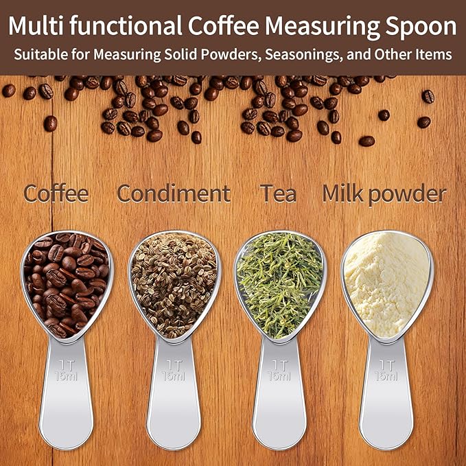 3 Pcs Coffee Scoop,1 Tbsp Stainless Steel Measuring Spoon,Tablespoon,Short Handle,Laser Engraved Mark,Drop Resistant,Spoons for Tea,Sugar,Flour or Coffe