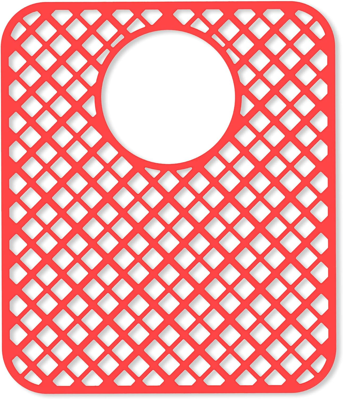 2 Pack Silicone Sink Protectors for Kitchen Sink, Lozenge Pattern 13 x 11 Inches Sink Mat, Non-Slip and Durable Sink Protector Silicone, Rear Drain, Red
