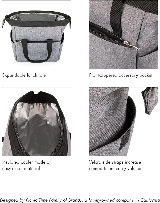 PICNIC TIME DC Comics Wonder Woman On The Go Lunch Bag, Soft Cooler Lunch Box, Insulated Lunch Bag, (Heathered Gray)