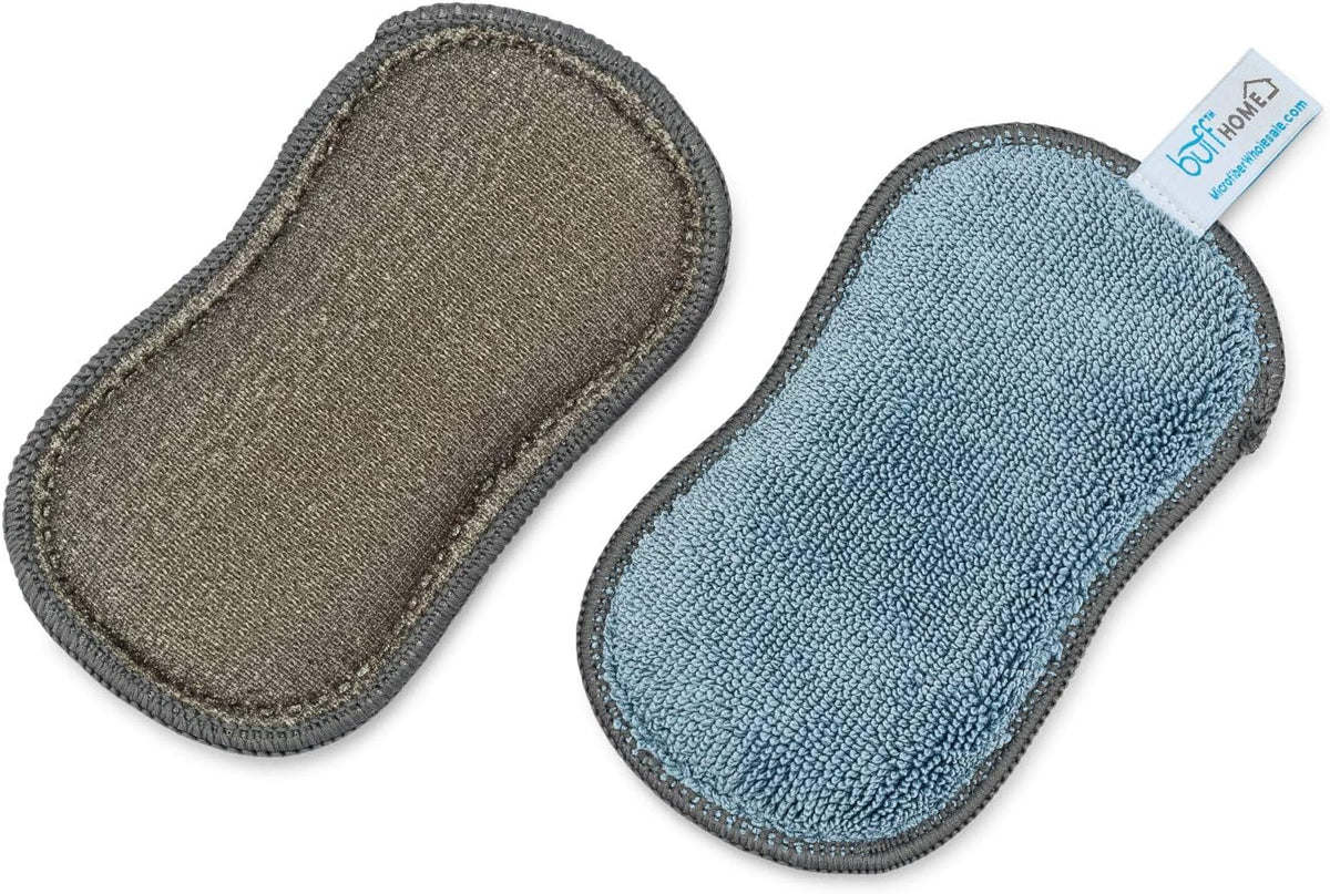 Microfiber Wholesale Sponge for Kitchen (6 Pack) - Suction Cup Hook Included, Reusable, Washable Dish Sponges with Scrubber, Refills, Scrubbing Side, Non-Scratching, Multi-Purpose, Scouring