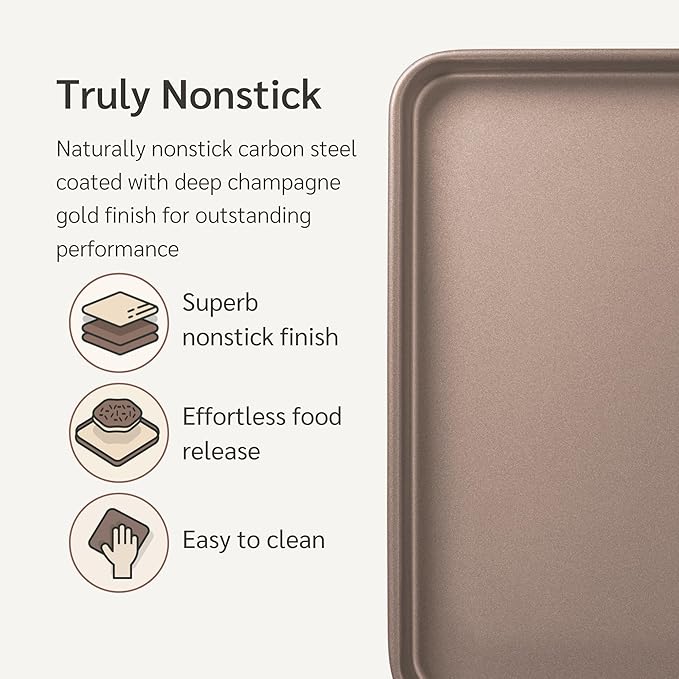 HAPPIELS Nonstick Baking Sheet Set of 2 – 10 x 15 Inch Non-Toxic Cookie Sheets | Premium Nonstick Jelly Roll Pans for Baking & Roasting | PFOA-Free, Durable Bakeware 15x10 in