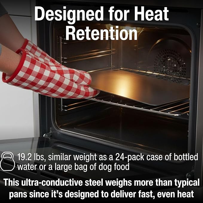 ThermiChef 14x20 Pizza Steel, 1/4" Thick, 19.2 lbs - Cooking Steel for Oven & Grill - Made in USA