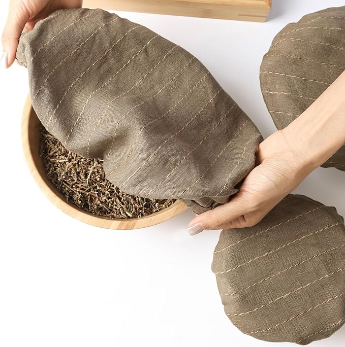 100% Linen Stripe Bowl Covers Reusable For Bread Proofing, 4 Pcs Elastic Cloth Fabric Bowl Covers, 5.9*7.9*9.8*11.8 Inches, Green