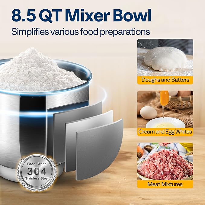 VIVOHOME 6 in 1 Multifunctional Stand Mixer with Electric Ice Crusher Shaver