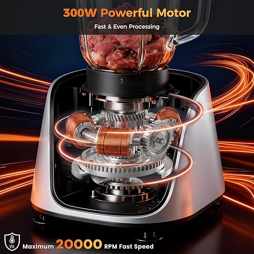 NEWBULIG Food Processor 2 Cup, Electric 1.5L Food Chopper for Meat, Vegetables, Dough, Puree, Shredding & Blending, 2 Adjustable Speeds, Sharp Blades, Safety Lock