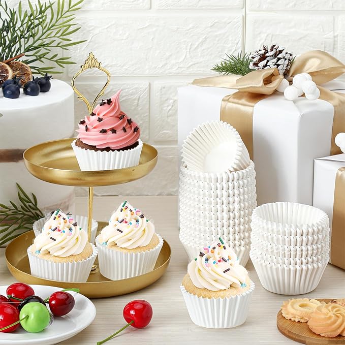 Jinei 5000 Pcs White Cupcake Liners Bulk Baking Cups Wrappers Pack 1.97 Inch Paper Muffin Liners for Disposable Standard Cupcakes Muffins Nuts Wedding Birthday Party Baby Shower Festivals(White)