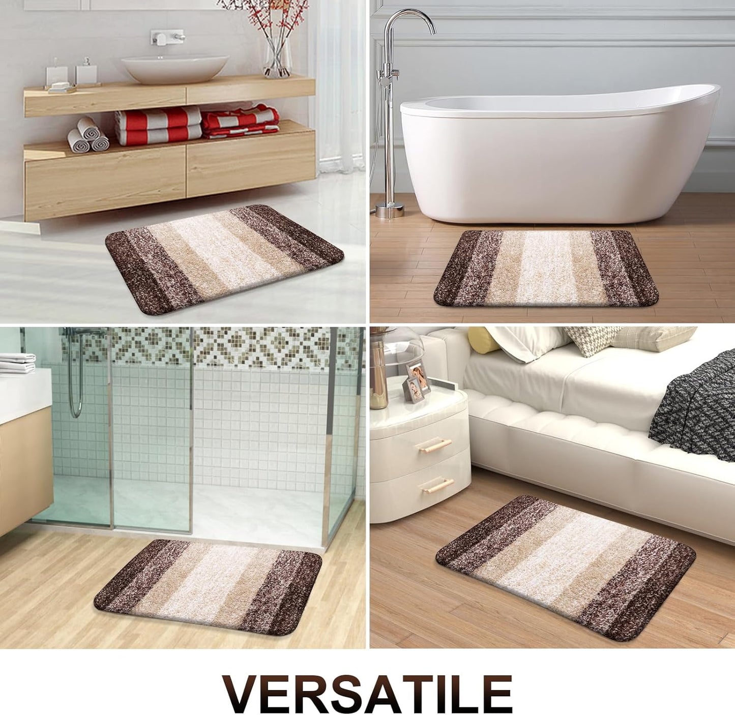 OLANLY Bathroom Runner Rugs 47x20, Extra Soft Absorbent Microfiber Bath Rugs, Rubber Backing, Quick Dry, Machine Washable Bath Mats for Bathroom Floor, Tub and Shower, Home Decor Accessories, Brown