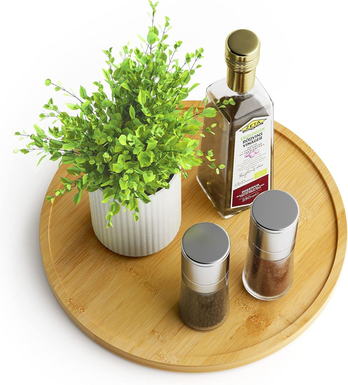 Lazy Susan Organizer Homerays 10 Inch Non-Skid Bamboo Lazy Susan for Kitchen Rotating Spice Rack for Kitchen Cabinet, Wood Turntable for Kitchen Countertop Organizer