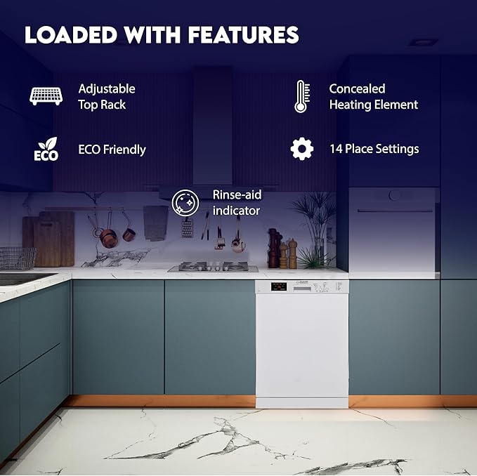 Equator24" Built in Dishwasher 14 Place Setting Wine Rack 8 Wash FAST 50 Delay1/2Load 110V E-Star ADA in Black