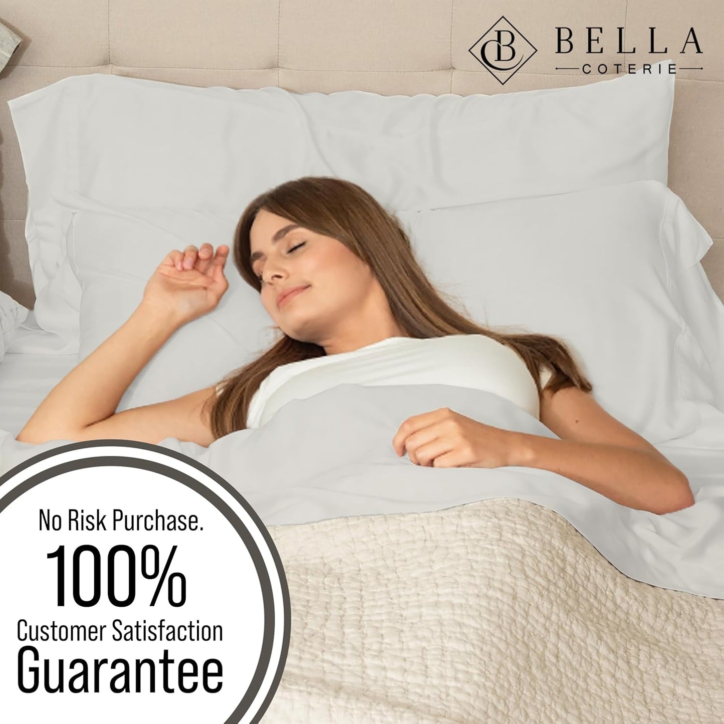 Bella Coterie Luxury Bamboo Viscose Cal King Size Sheet Set | 100% Organically Grown | Ultra Soft | Cooling for Hot Sleepers | 18" Deep Pocket [Grey Mist]