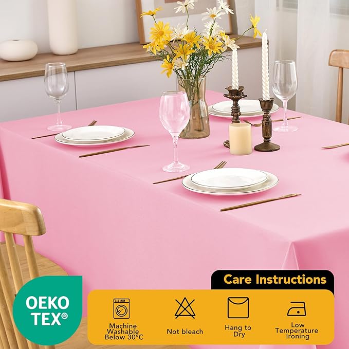 6-Pack Pink Tablecloths for Rectangle Tables, 90 x 132 Inches, Stain-Resistant Polyester Fabric for 8 Foot Tables - Washable Table Covers for Weddings, Banquets, Birthday Parties, Events