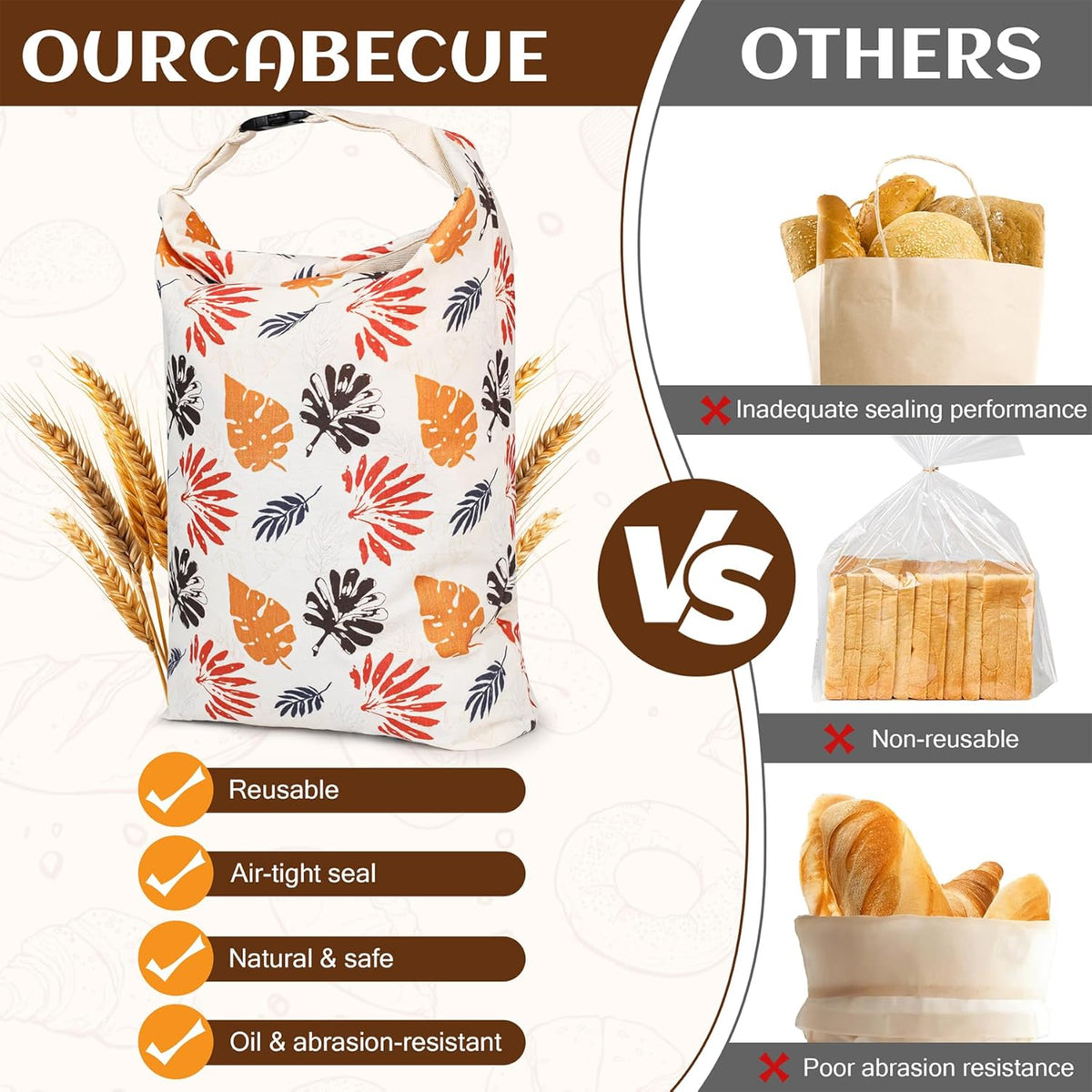 2 Pack Reusable Linen Bread Bag for Homemade Bread, Sourdough Bread Storage Bag Fresh Keeping - Reusable and Easy to Clean Storage Bag XL(19"x13")