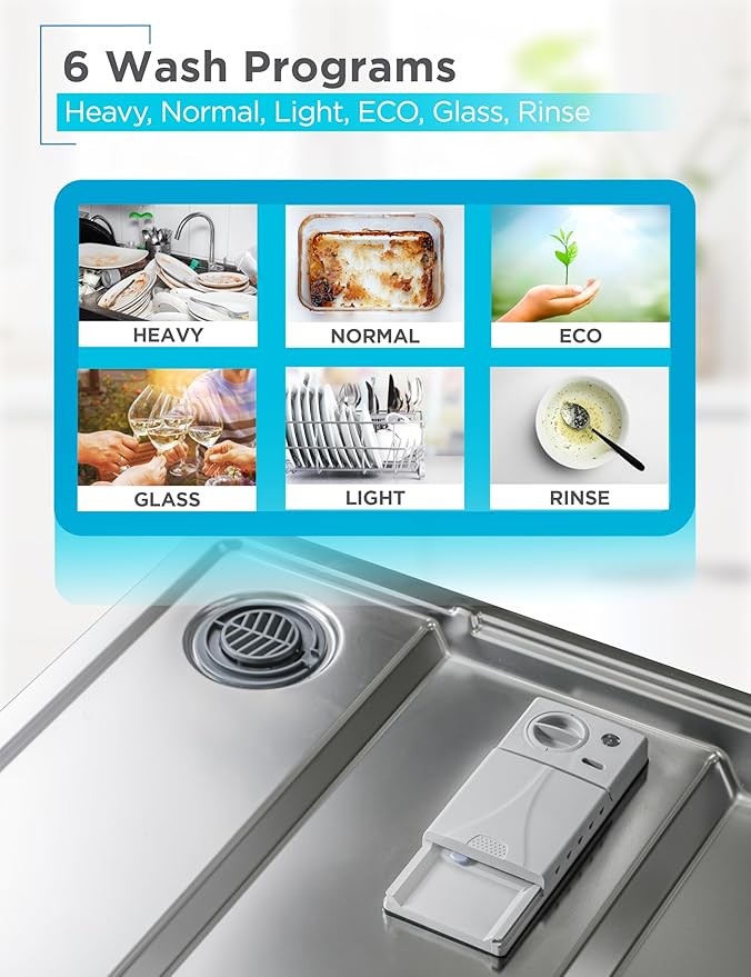 BLACK+DECKER 24" Built-In Dishwasher, 12-Place Setting Capacity with Stainless Steel Tub, Dish Washer with 6 Wash Programs, Low Noise, ENERGY STAR Certified, BDW200MB, Black