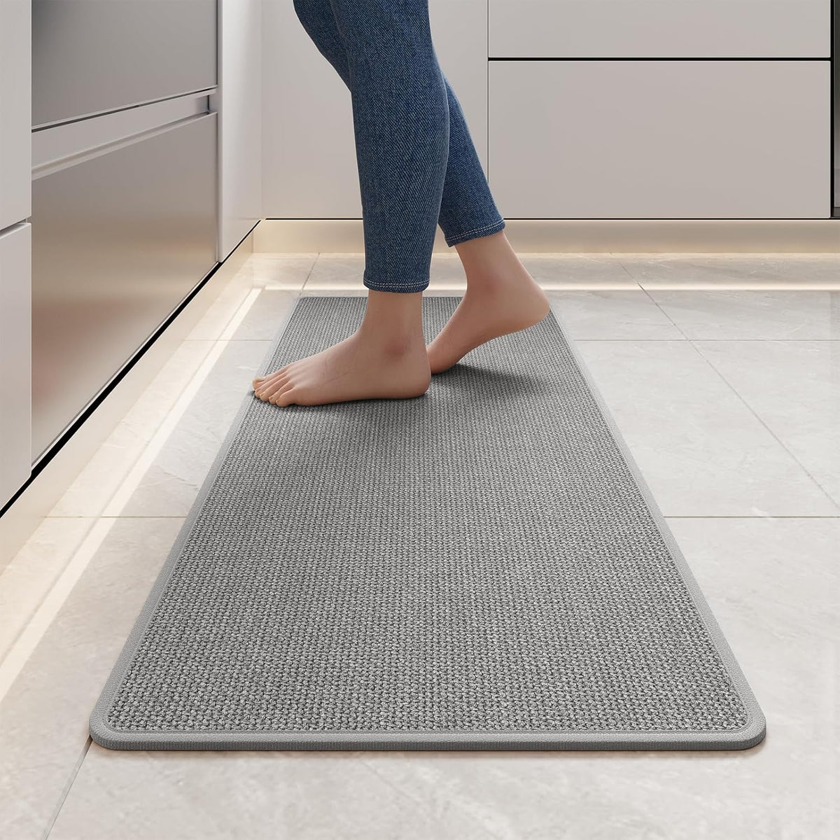 Non Slip Kitchen Rugs, Oil and Water Absorbent Runner Rugs for Kitchen, Kitchen Mat in Front of Sink,17x47 Gray Kitchen Mat,Non-Slip and Durable Kitchen Mats for Floor