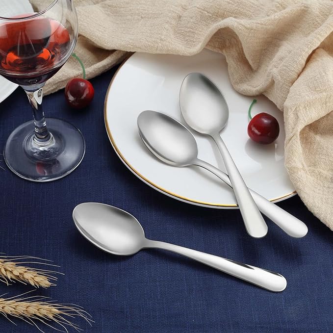 24-Piece Dinner Spoons Set, Funnydin 6.7" Stainless Steel Spoons Silverware, Durable Dessert Spoons, Table Spoon Use for Home, Kitchen and Restaurant - Mirror Polished, Dishwasher Safe