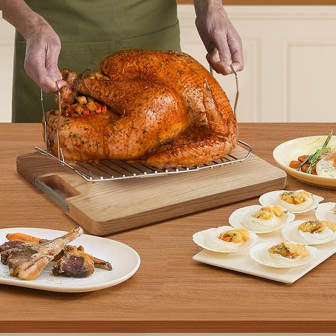 20Qt Roaster Oven Buffet with Self-Basting Lid, 1450W Stainless Steel Electric Turkey Roaster Oven with Cool-Touch Handles, Removable Pan and Rack, Red