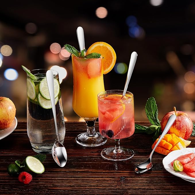 KEAWELL Premium 4-Piece Louise Long Handle Iced Tea Spoons, 18/10 Stainless Steel, Brilliant Mirror Finish, Teaspoons for Coffee, Cocktails, and Beverages, Dishwasher Safe (7.5 inch, 4)