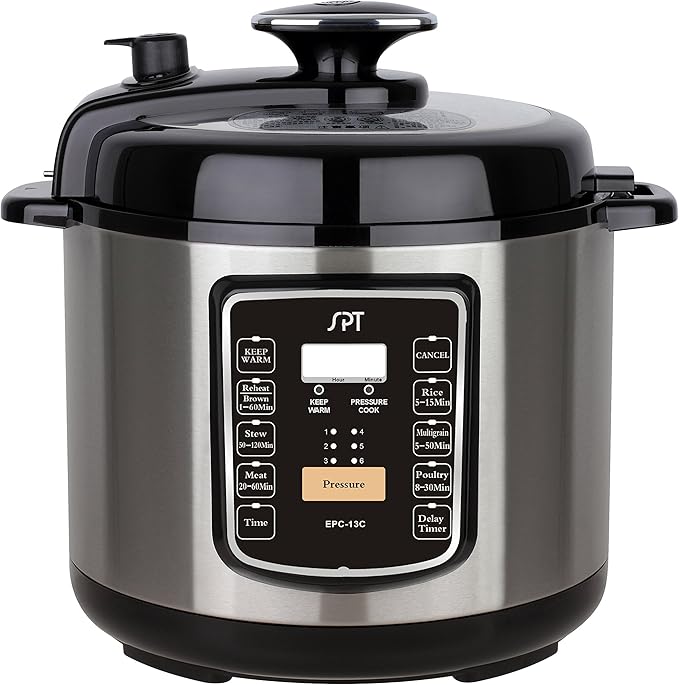 EPC-13CA: 6.5-Quart Stainless Steel Electric Pressure Cooker with Quick Release Button