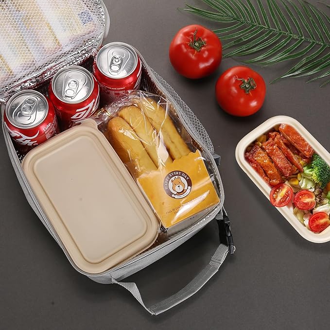 Lovoeo Lunch box Lunch bag for men women Insulated Lunchbox Lunch bags for Work Picnic Travel (Light grey)